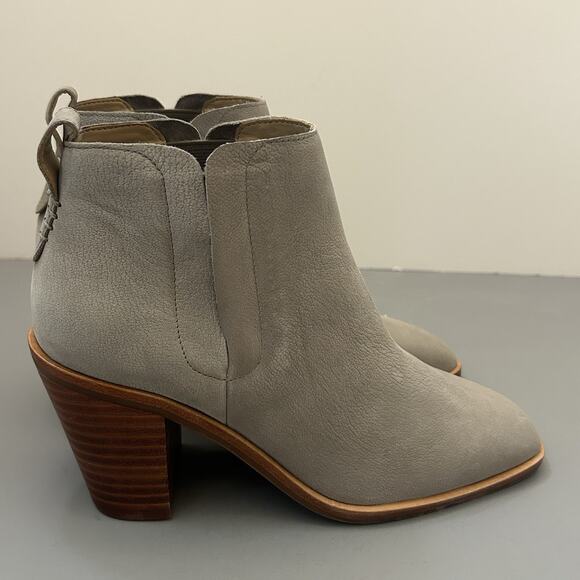 NYDJ JoleneGo Suede Block Heel Boots Women Sz 6.5 Color Taupe - Picture 3 of 12